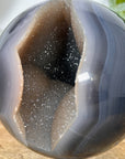 Banded Agate & Quartz Druzy Sphere Geode - SPH0186