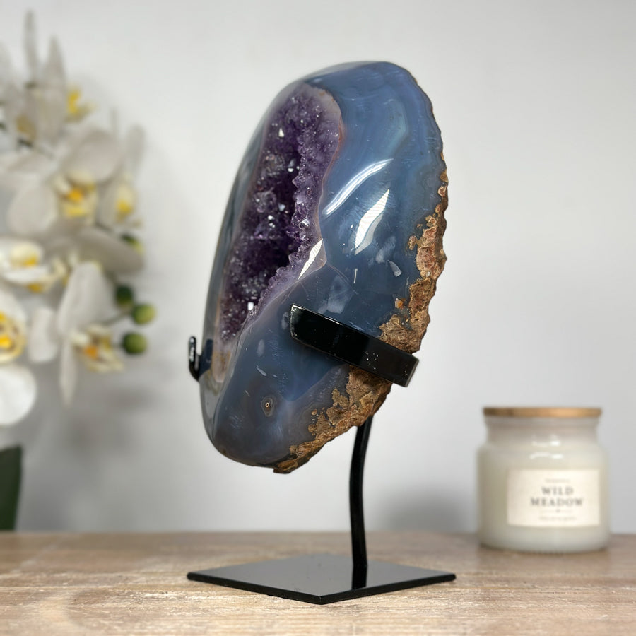 Stunning Blue Agate &amp; Amethyst Geode - MWS1521