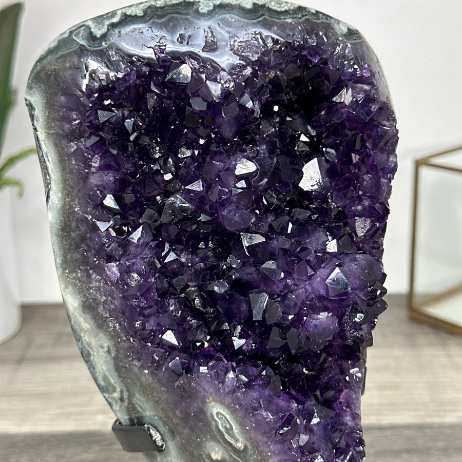 Deep Purple Uruguayan Amethyst Geode on Metal Stand - MWS2774