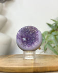 Amethyst & Banded Agate Sphere Geode with Druzy Interior - SPH0234