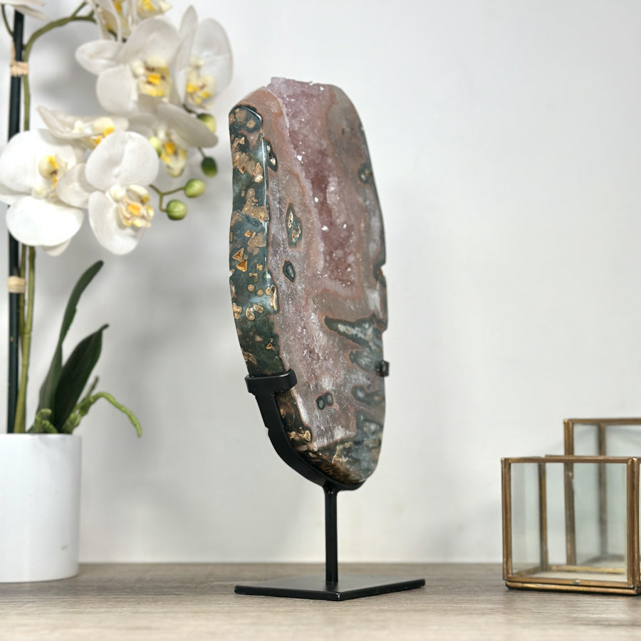 Large Quartz &amp; Agata Stone Slice - MWS2328