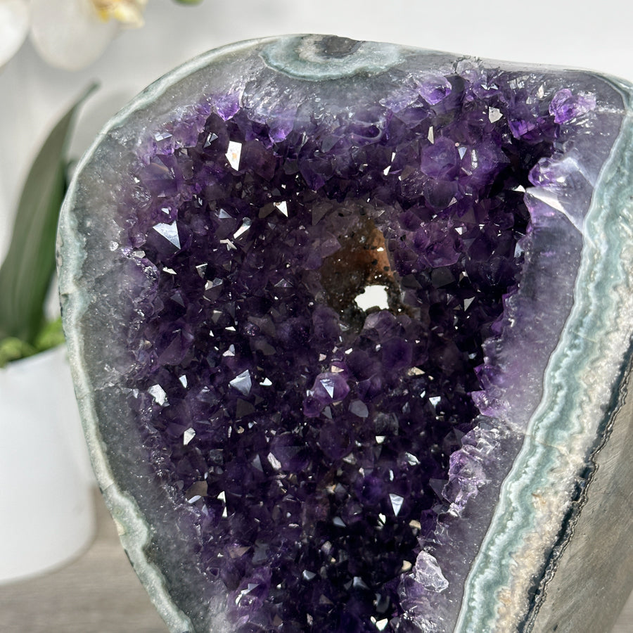 Amethyst Geode with Green Jasper Matrix on Stand – Natural Mineral Specimen - MWS2613
