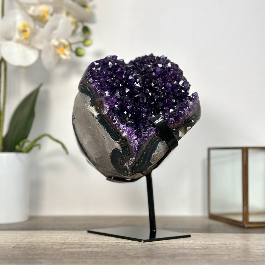 Deep Purple Amethyst and Agate Crystal Cluster Stalactite Formation - MWS2624