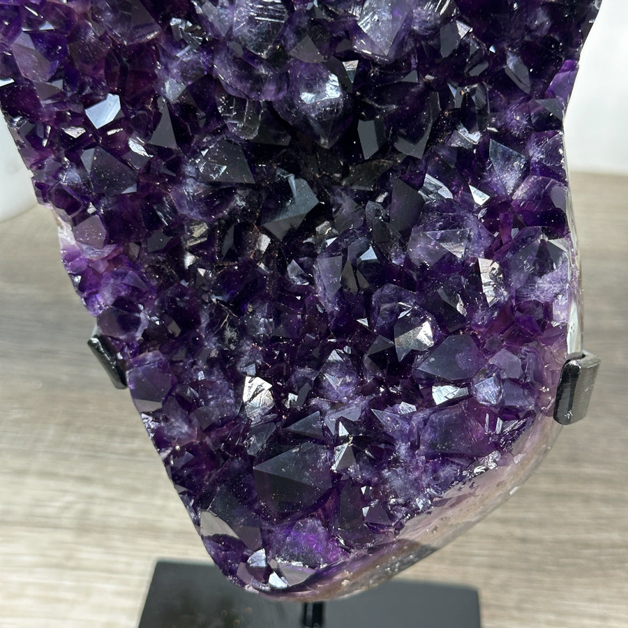 Uruguayan Amethyst Crystal Geode on Stand – Vibrant Purple Druzy - MWS2181