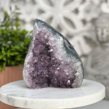 Natural Amethyst Crystal flame Carving - FST0084