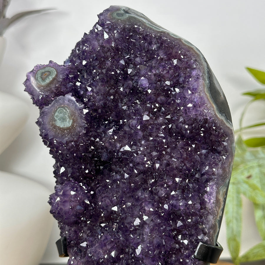 Natural Deep Purple Amethyst Cluster on Metal Stand - MWS3104