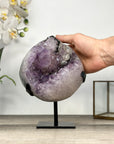 Amethyst Geode on Stand with Deep Purple Crystals and Calcite Formations - MWS2824