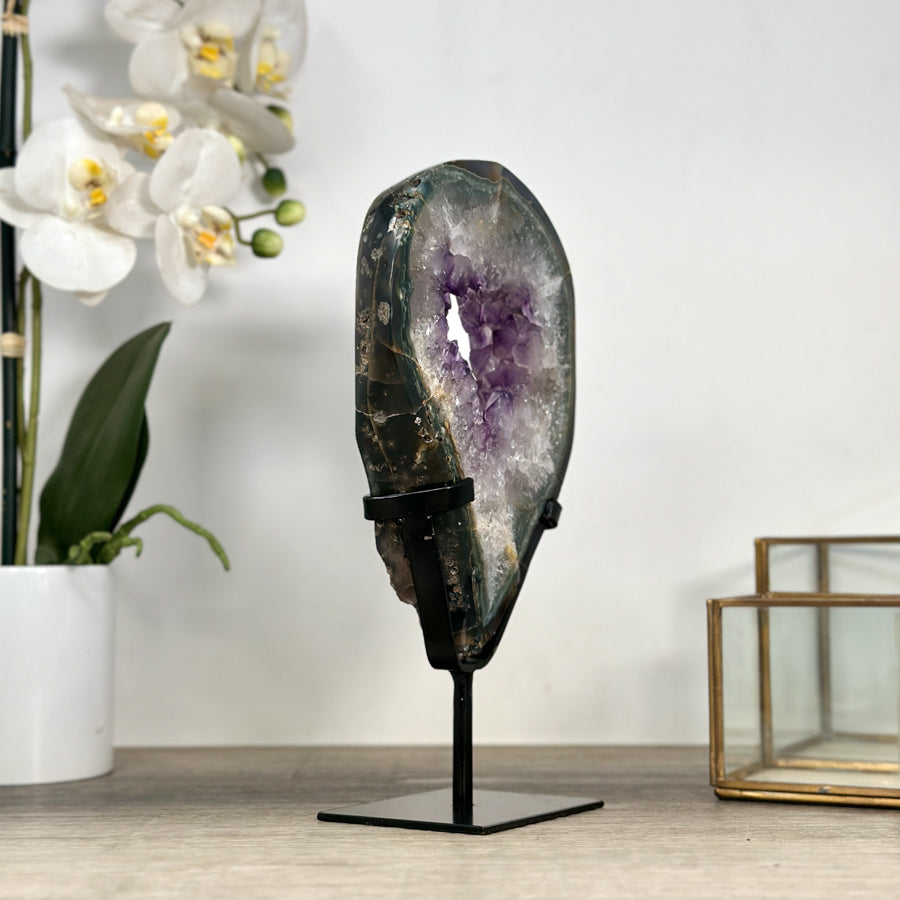 Natural Amethyst &amp; Quartz Slice Portal - MWS2243
