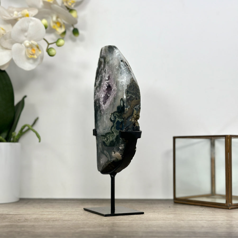 Quartz Geode Slice on Metal Stand - MWS2998