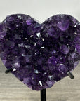 Natural Amethyst Crystal Heart, Metal Stand Included - HST0302