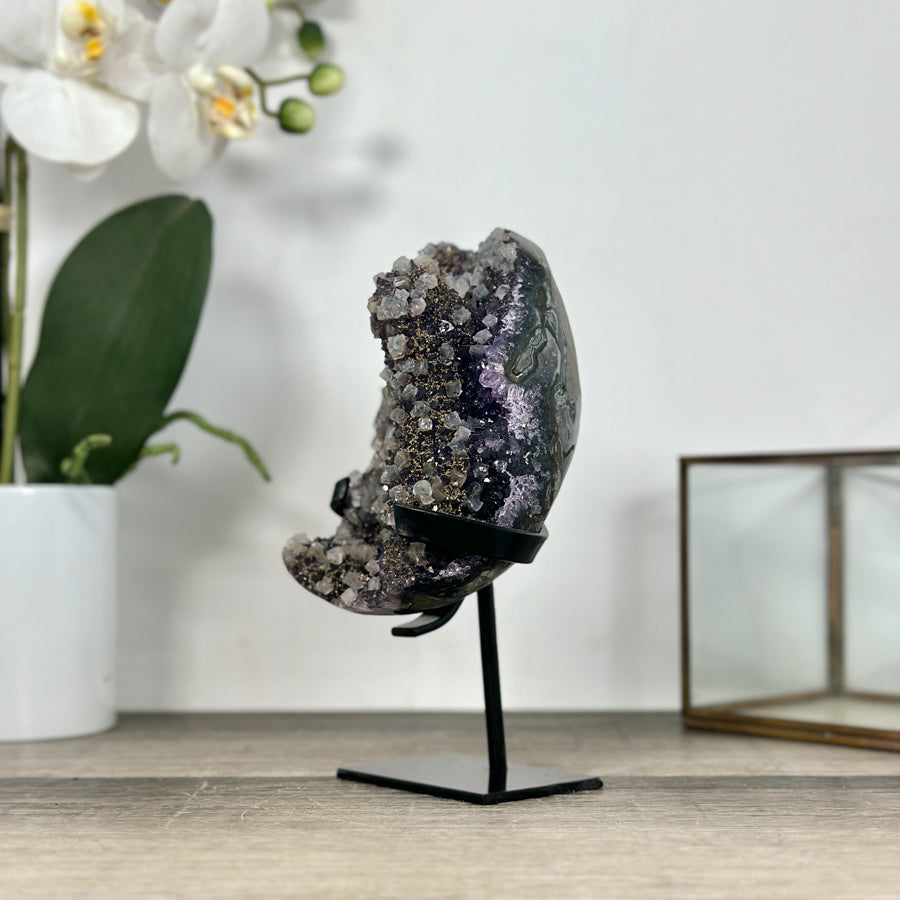 Amethyst Geode with Calcite Formation on Stand – Unique Natural Display Piece - MWS2896