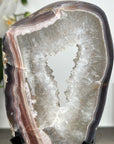 Jasper & Quartz Slice with Druzy Crystals - Stand included - MWS2923