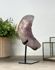 Stunning Natural Amethyst Moon Carving with Metal Stand - MWS2156