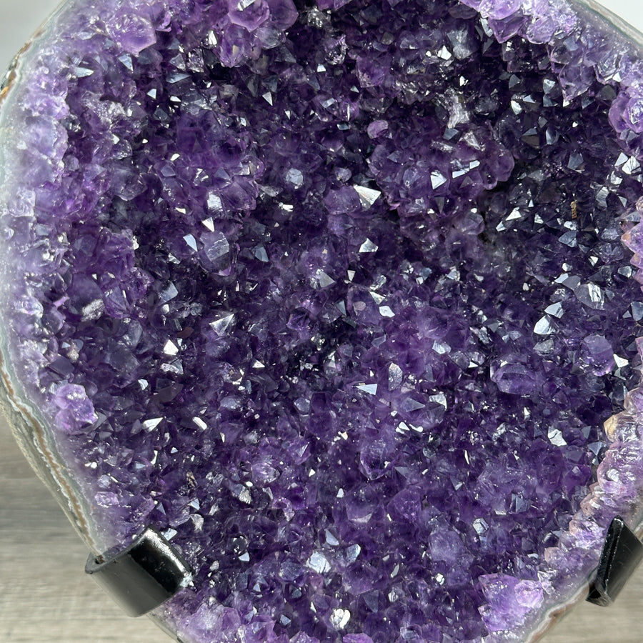 Natural Large Amethyst Geode with Black Metal Display - MWS2187