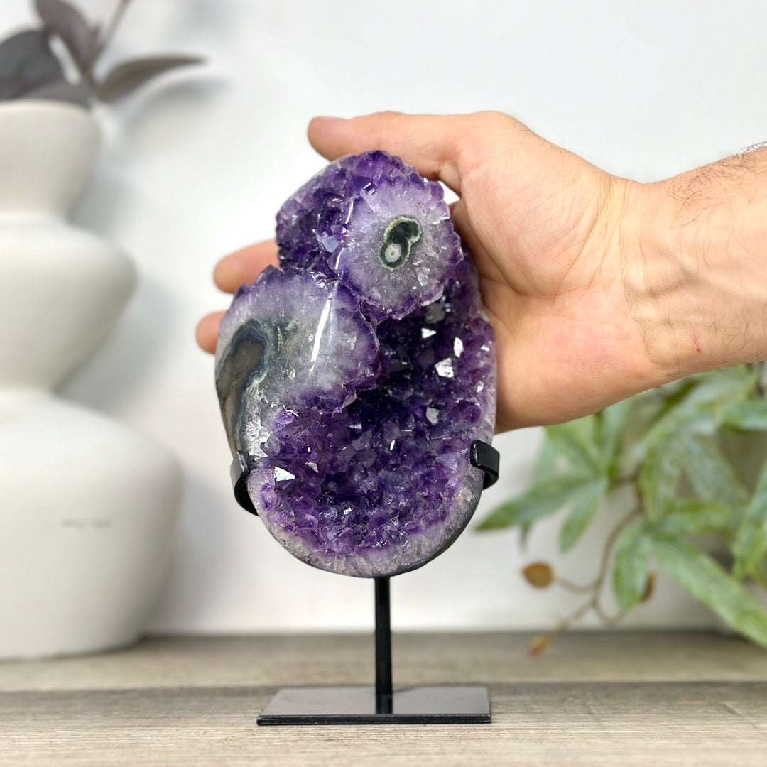Amethyst Crystal Stone with Stalactite Eyes Fomations - MWS3271