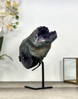 Amethyst Geode with Deep Purple and Green Bands – Natural Display Piece on Stand - MWS2817
