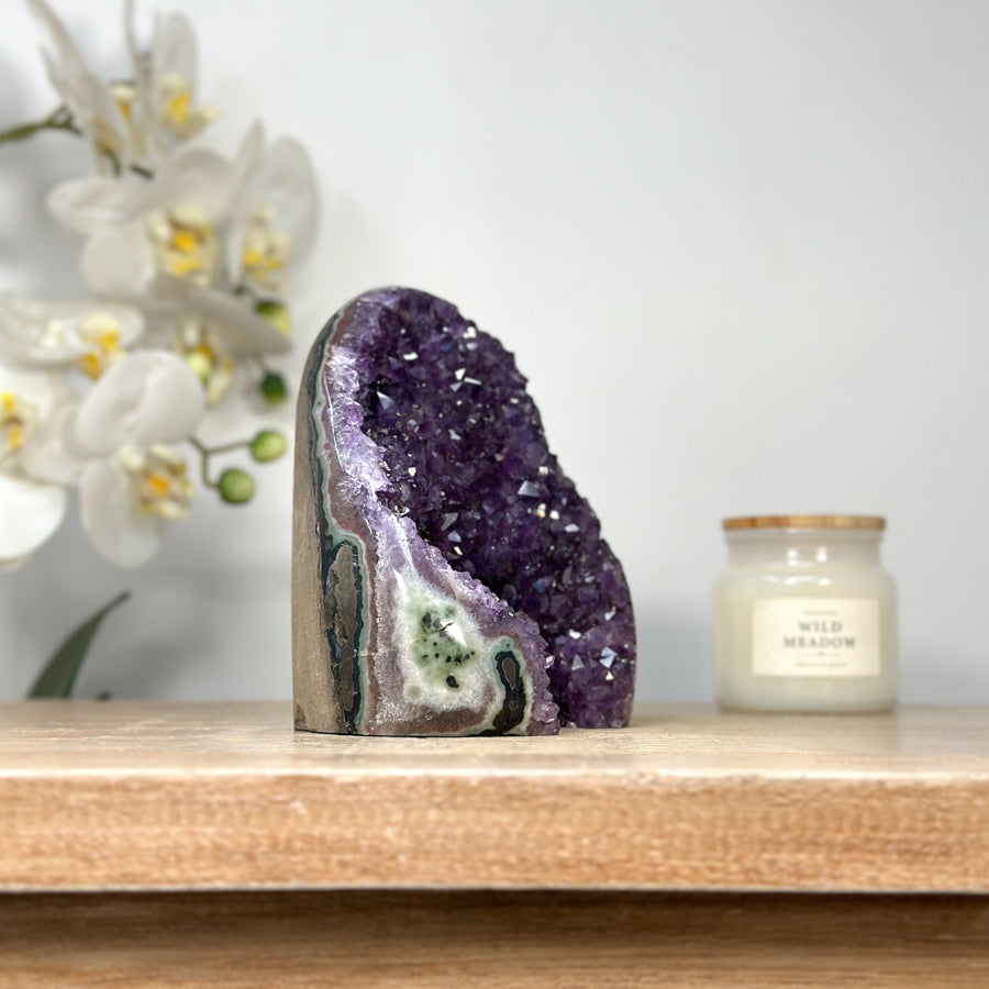 Natural Amethyst Cathedral with Stunning Jasper Shell - CBP1104