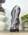 Uruguayan Blue Banded Agate with Quartz Crystals Statement Piece - CBP1402
