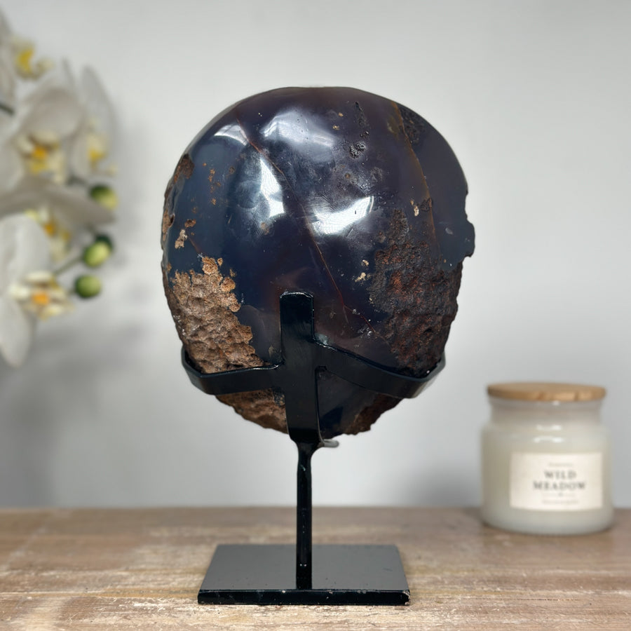 Stunning Natural Amethyst &amp; Agate Polished Geode with metal Stand - MWS1335