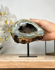 Natural Green Jasper Geode with Beautiful Calcite Specimen - MWS2085