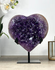 Natural Uruguayan Amethyst Heart Carving with Metal Stand - HST0292