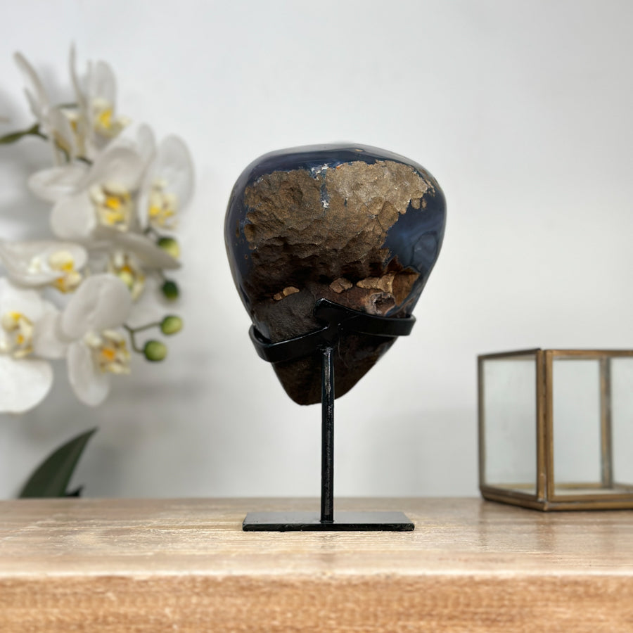 Natural Quartz &amp; Agate Geode with Metal Stand - MWS1858