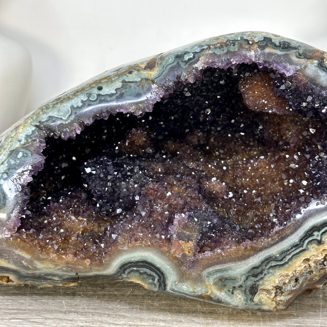 Natural Amethyst Druzy &amp; Jasper Geode - STGE0115