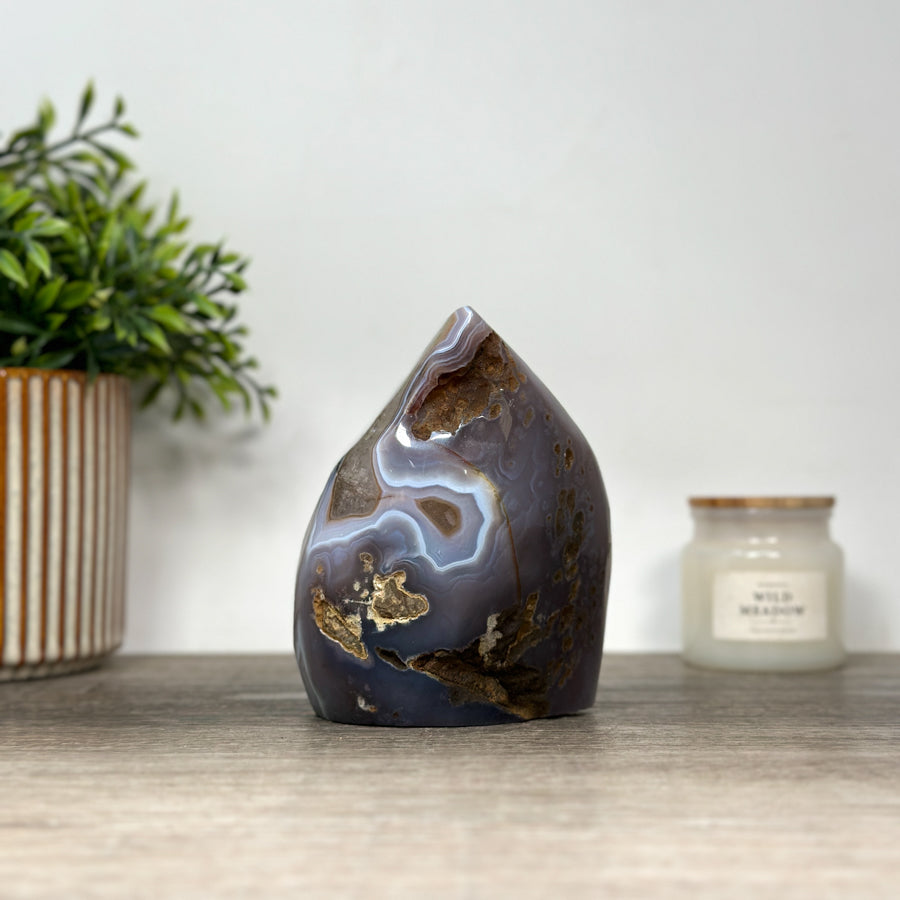 Agate &amp; Quartz Stone Flame Carving - FST0154