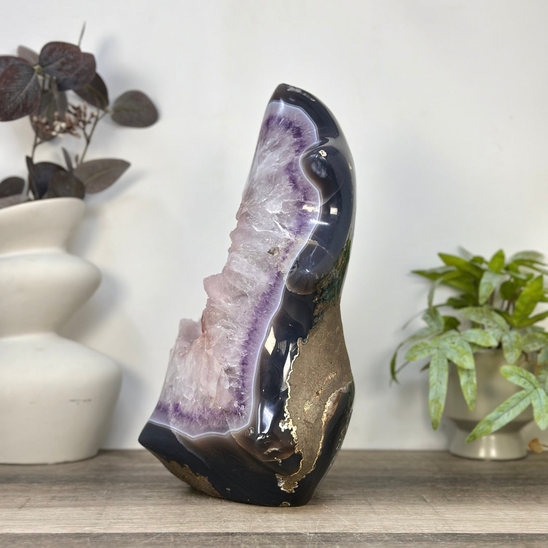 Large Sugar Amethyst &amp; Agate Free Form Statement Piece from Uruguay - CBP1438