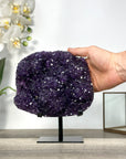 Deep Purple Amethyst Cluster on Metal Stand – Stunning Crystal Statement - MWS2737