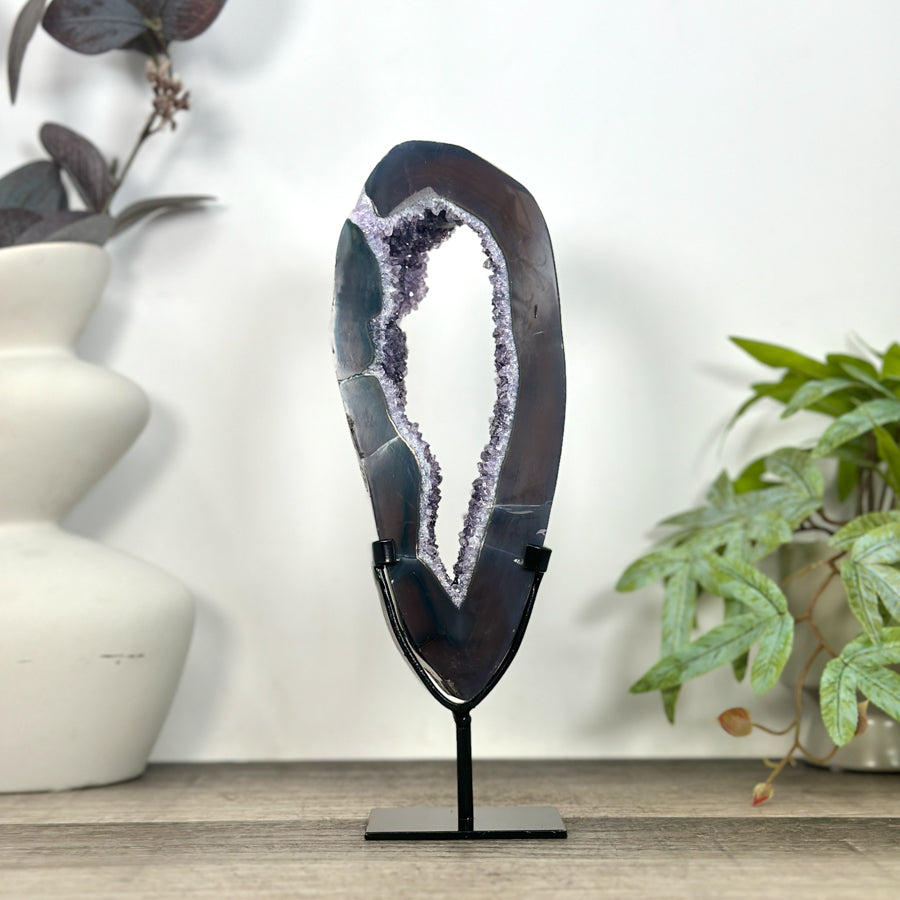 Natural Agate &amp; Amethyst Geode Slice Portal - MWS3243