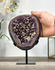 Natural Amethyst Geode with Calcite Inclusions on Stand - MWS2681