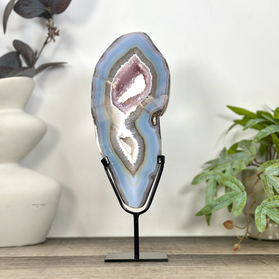 Unique Natural Agate, Amethyst &amp; Quartz Geode Slice portal - MWS3244