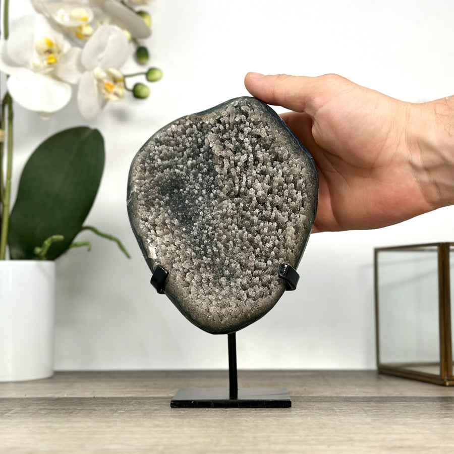 Natural Quartz Cluster full of Stalactites on Metal Stand - MWS2890