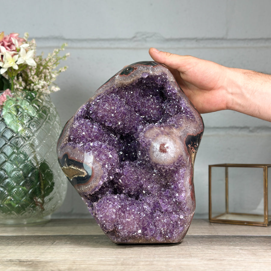 Natural Amethyst &amp; Agate Statement Piece for Home Decor - CBP1255