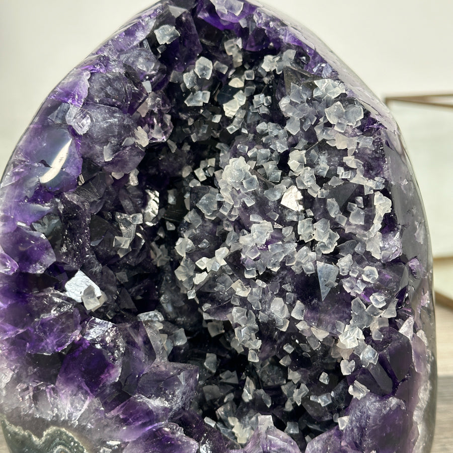 Top Quality Natural Amethyst Geode with Calcite Formations - CBP1262