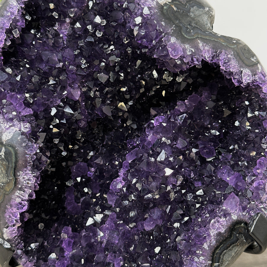 Amethyst Geode with Metallic Stand - Top grade Uruguayan Crystal - MWS2421