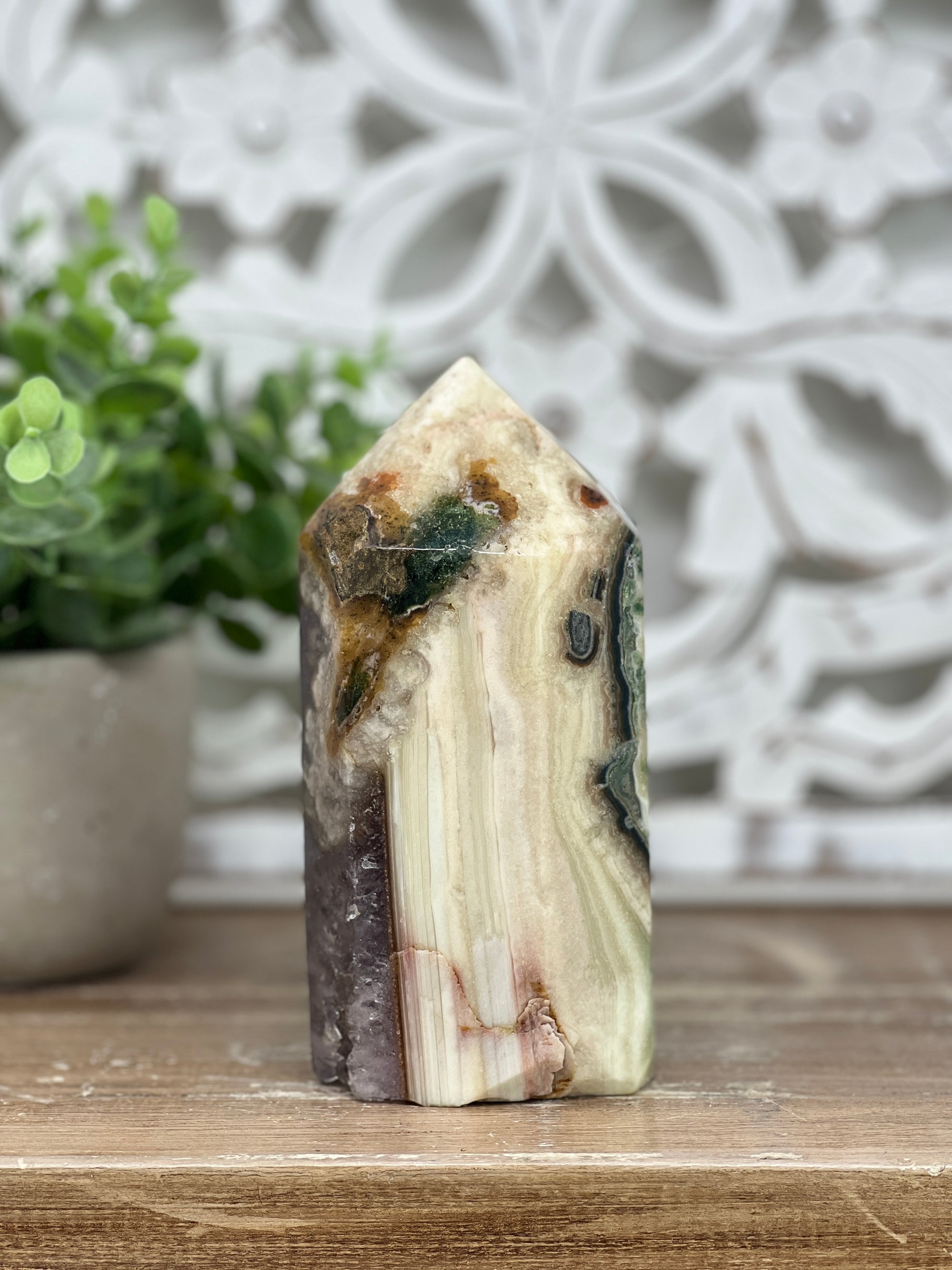 Natural Amethyst &amp; Jasper Stone Obelisk  - STP0069