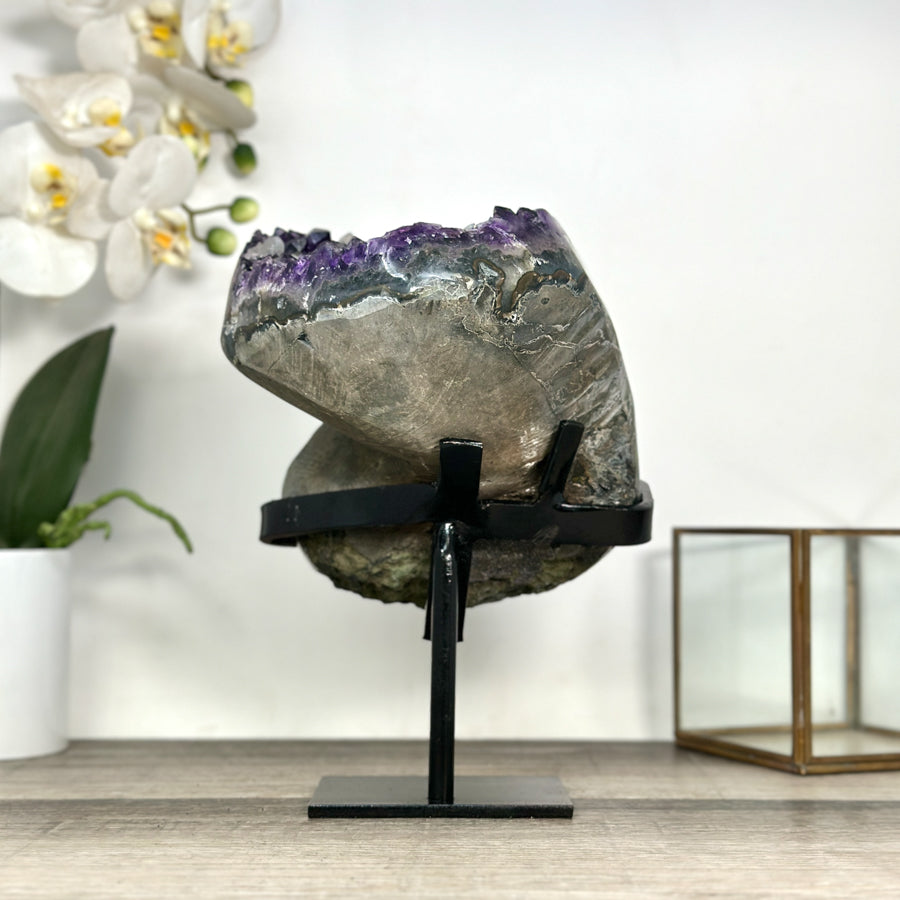 Natural Amethyst Geode with Deep Purple Crystals – Unique Mineral Display Piece - MWS2818