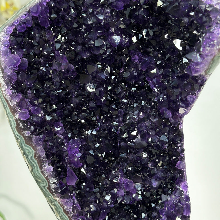 Deep Purple Amethyst Cluster with Green Jasper Matrix - Stand included - MWS2754