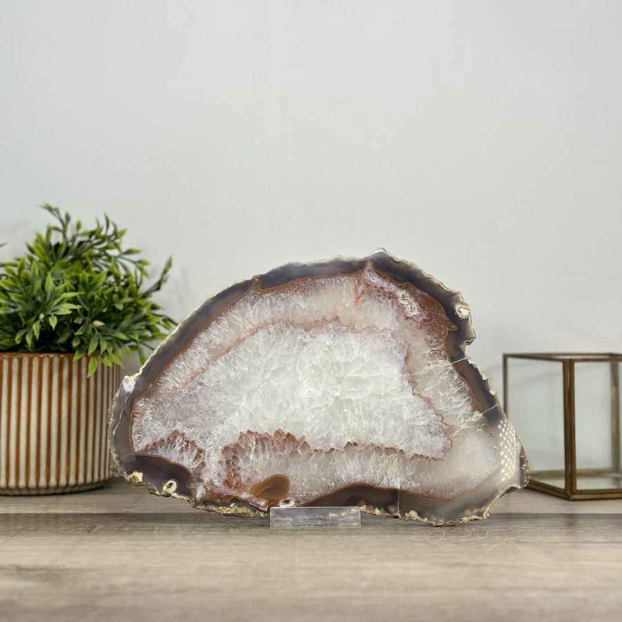 Natural Agate &amp; Quartz Stone Slice for Home Decor - SLC0012