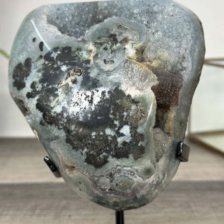 Rare Natural Quartz Druzy Geode with Hematite Formation - MWS2867