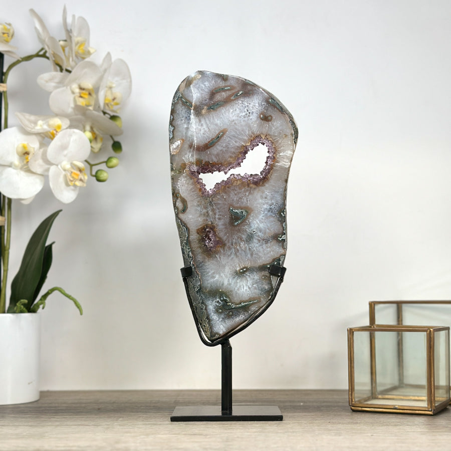 Natural Caramel Amethyst &amp; Quartz Slice Portal - MWS2247