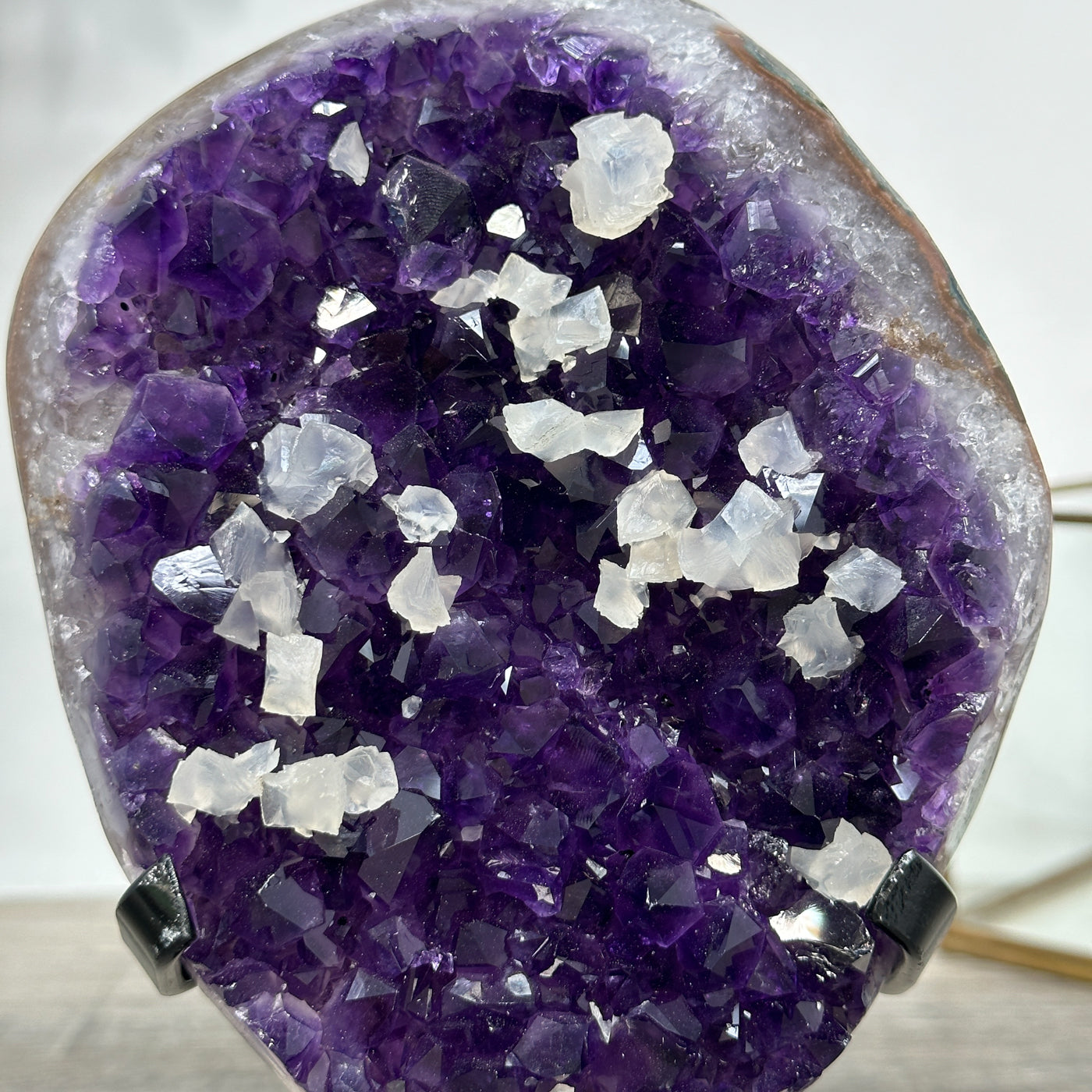 Amethyst Crystal Cluster with White Calcite Inclusions – Home Decor Display Piece - MWS2677