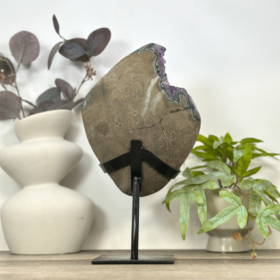 Natural Amethyst Crystal Cluster with Stand from Uruguay - MWS3175