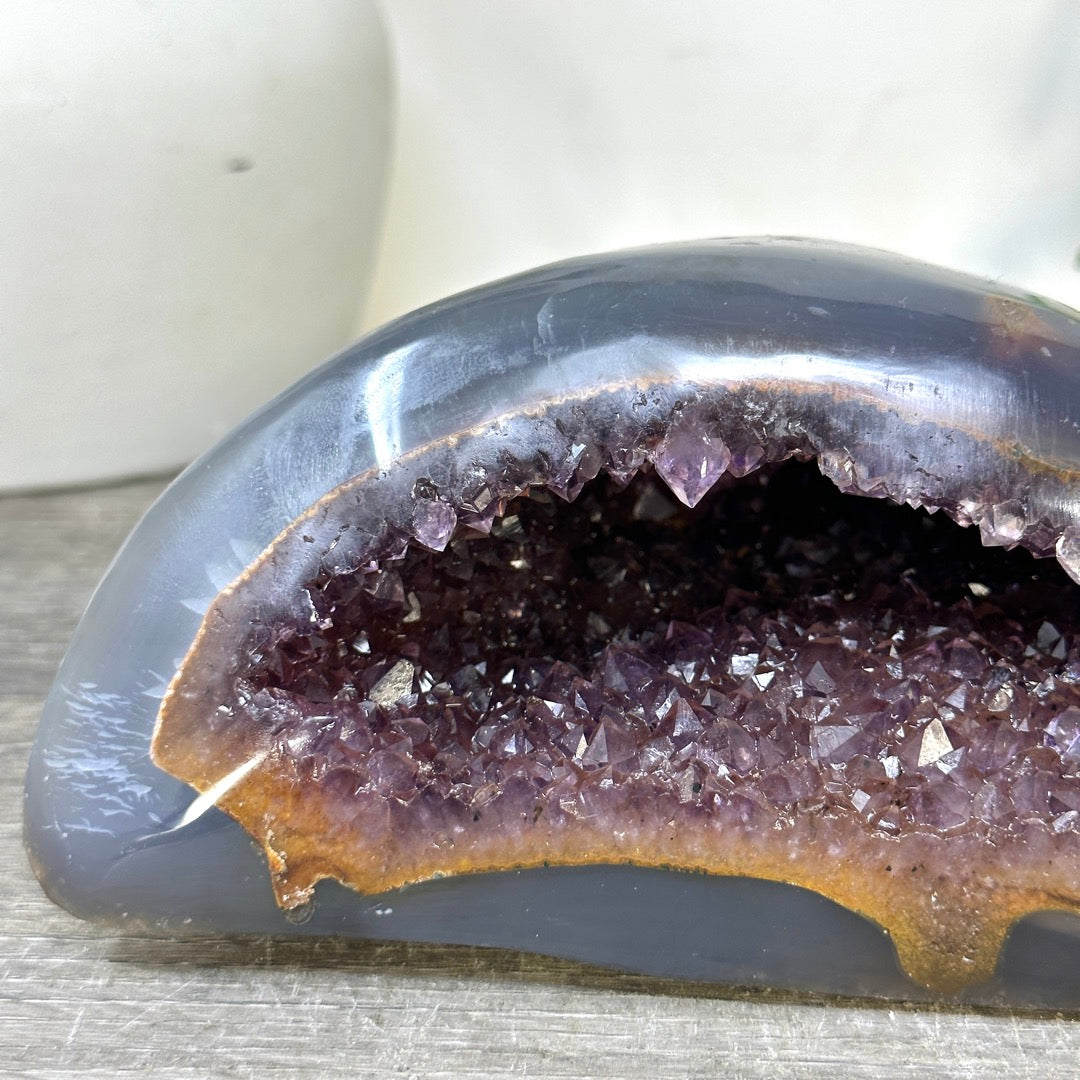 Amethyst &amp; Blue Agate Stone Geode - STGE0076