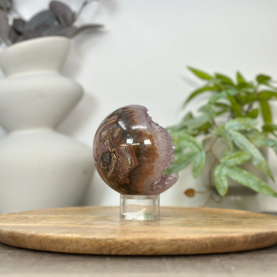 Amethyst Druzy &amp; Jasper Sphere Geode - SPH0179