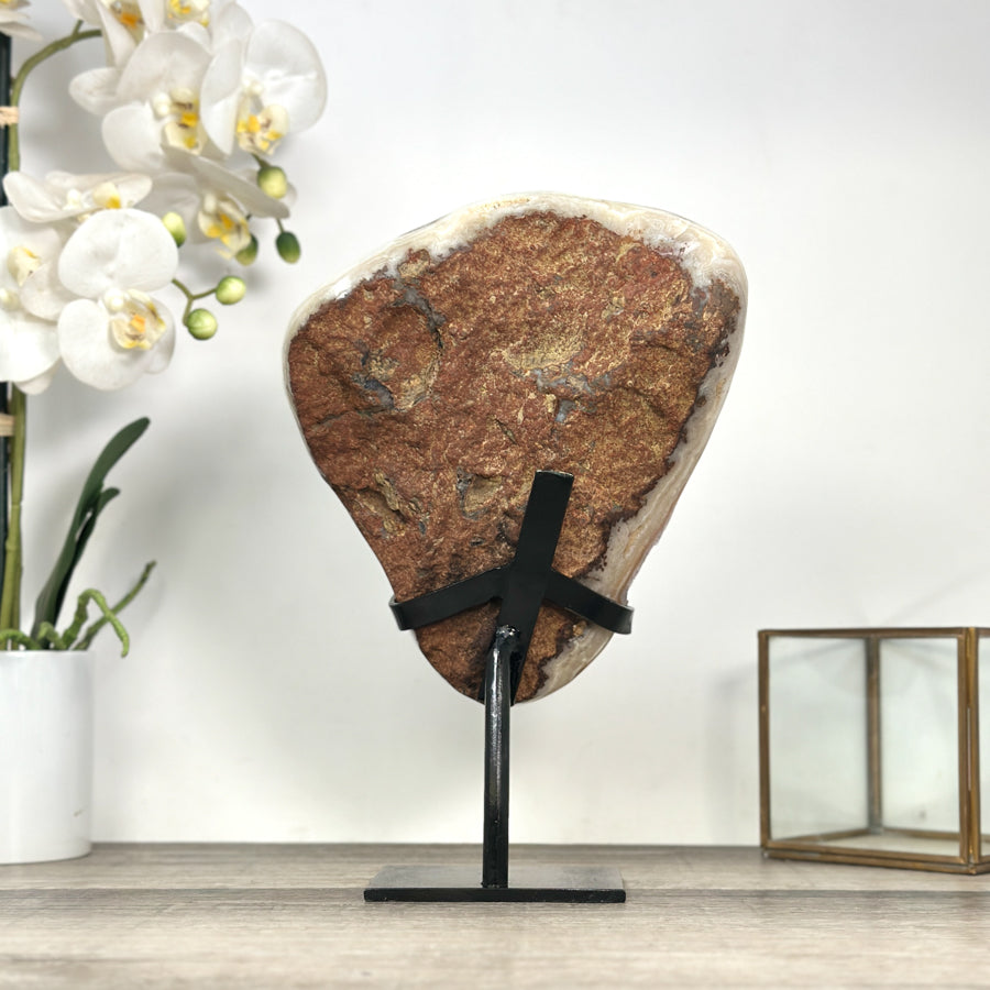 Large Natural Peach Tone Quartz Druzy Cluster on Stand - MWS2800