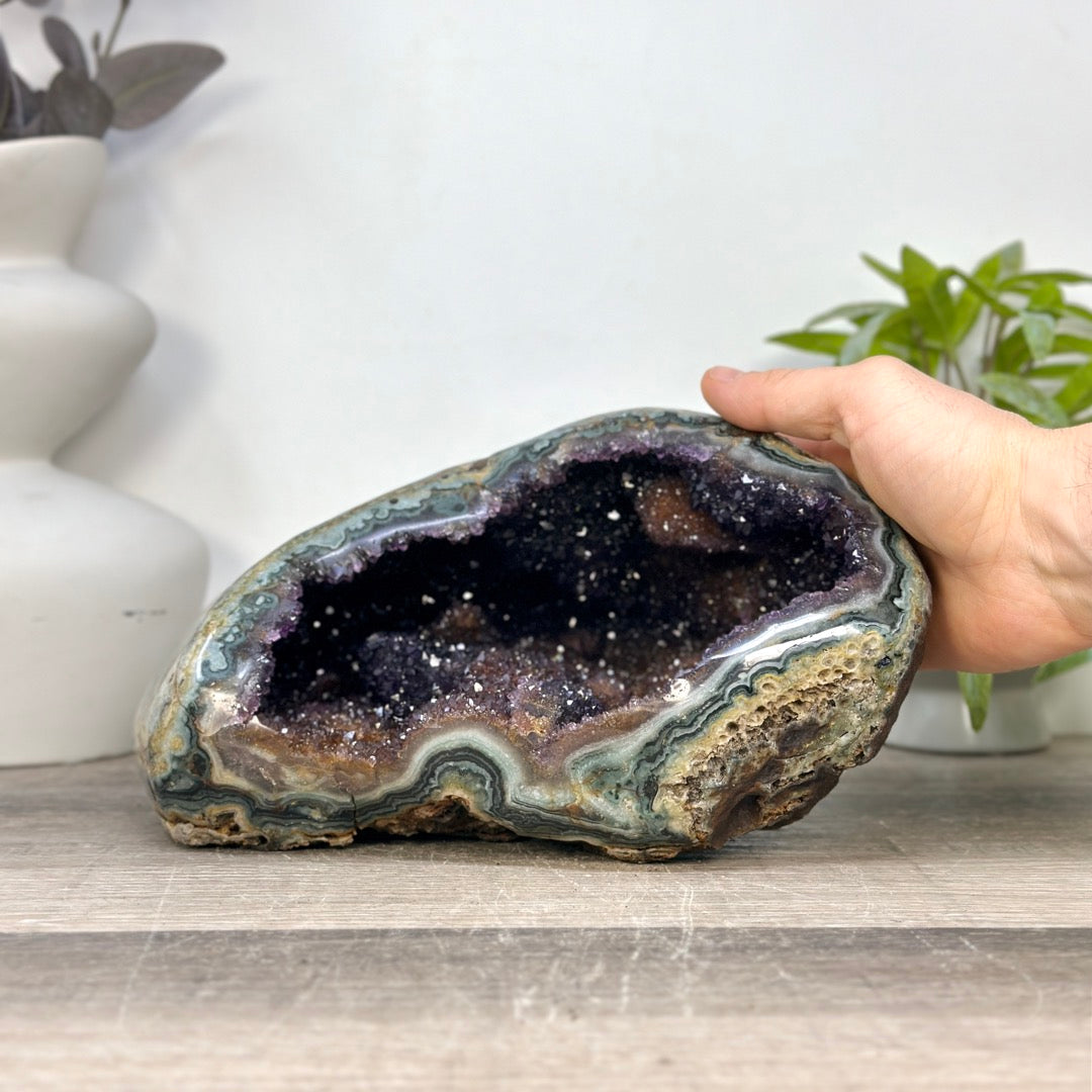 Natural Amethyst Druzy &amp; Jasper Geode - STGE0115