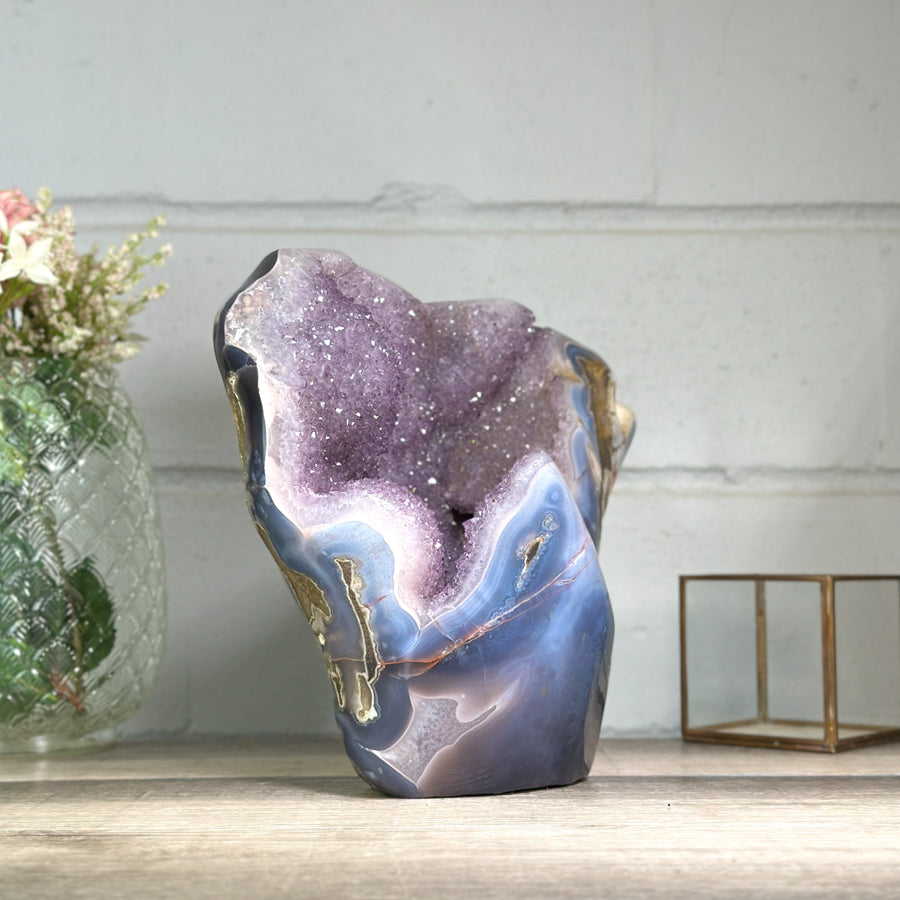 Huge Natural Agate &amp; Amethyst Statement Piece - CBP1257